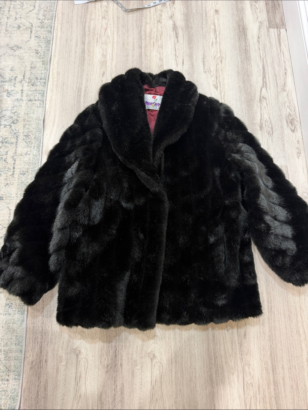 Vintage Monterey Fashions 80/90s faux mink coat black size large